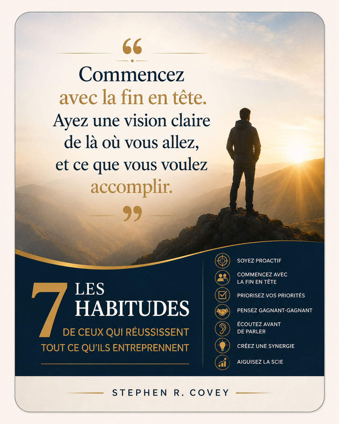 Citation tirée du livre Les 7 Habitudes De Ceux Qui Reussissent Tout Ce Qu'ils entreprennent